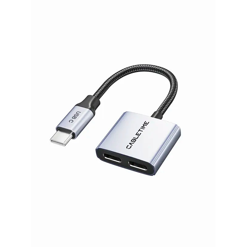 CABLETIME CPA2G Adaptador USB-C Macho a Puerto USB-C de Audio y PD 60W CT-CMCC-AG