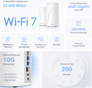TP-LINK DECO BE85 (pacote com 3), pacote com 3 BE22000 Sistema WiFi Mesh Tri-Band para toda a casa. Compatível com Alexa e Google Assistant