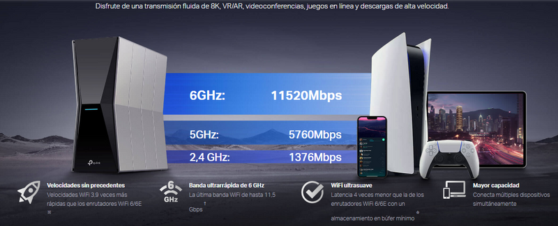 TP-LINK ARCHER BE805 Router WIFI 7 BE19000. Triple Banda