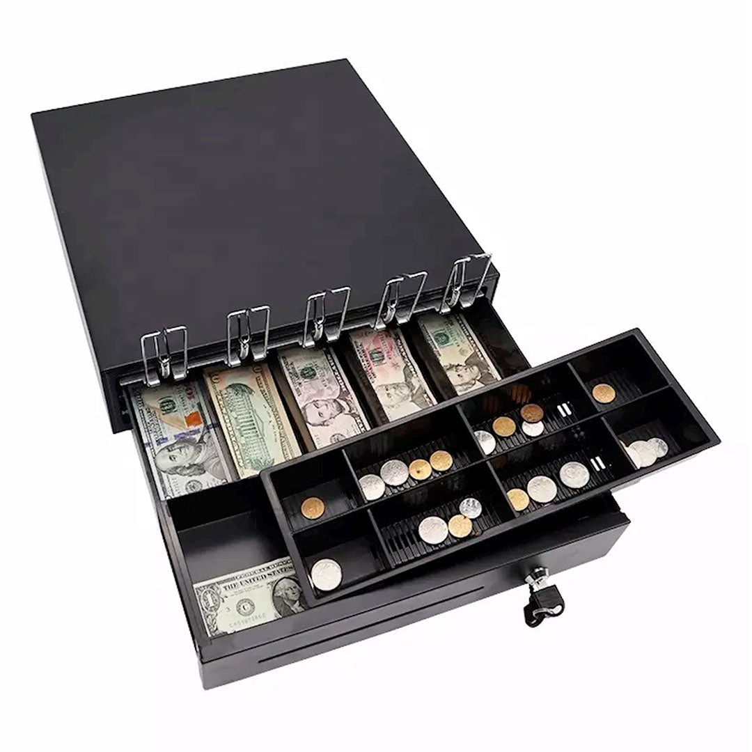 POS LINK 400AS Gaveta de dinero 5 secciones para billetes y 8 para monedas. Manual y eléctrico