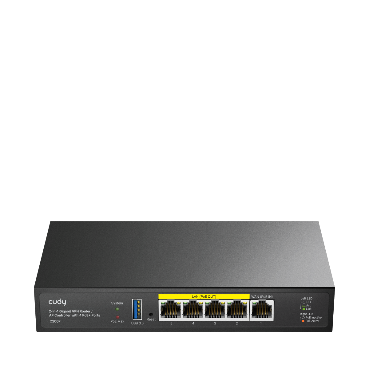 CUDY C200P Router VPN Gigabit 2 en 1 Controlador de punto de acceso con 4 puertos PoE+