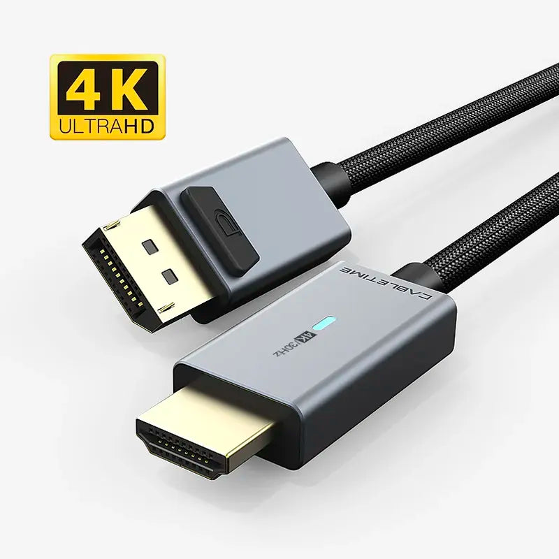 CABLETIME CD31K Cable DisplayPort Macho a HDMI Macho 4K 30Hz 1.8m CT-AV585-P02G4K60-S3 (Copia)