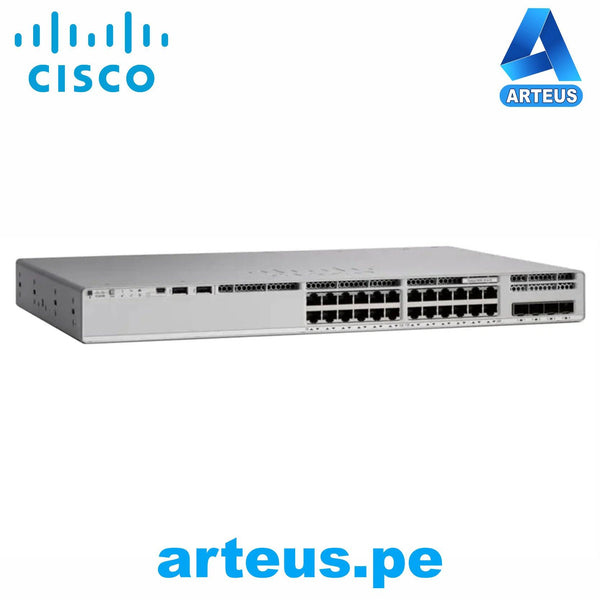 CISCO C9200L-24P-4G-E - Conmutador Ethernet - 24 Puertos Gestionable - 2 Capa compatible - Modular - 4 Ranuras SFP - Par trenzado, Fibra Óptica - ARTEUS