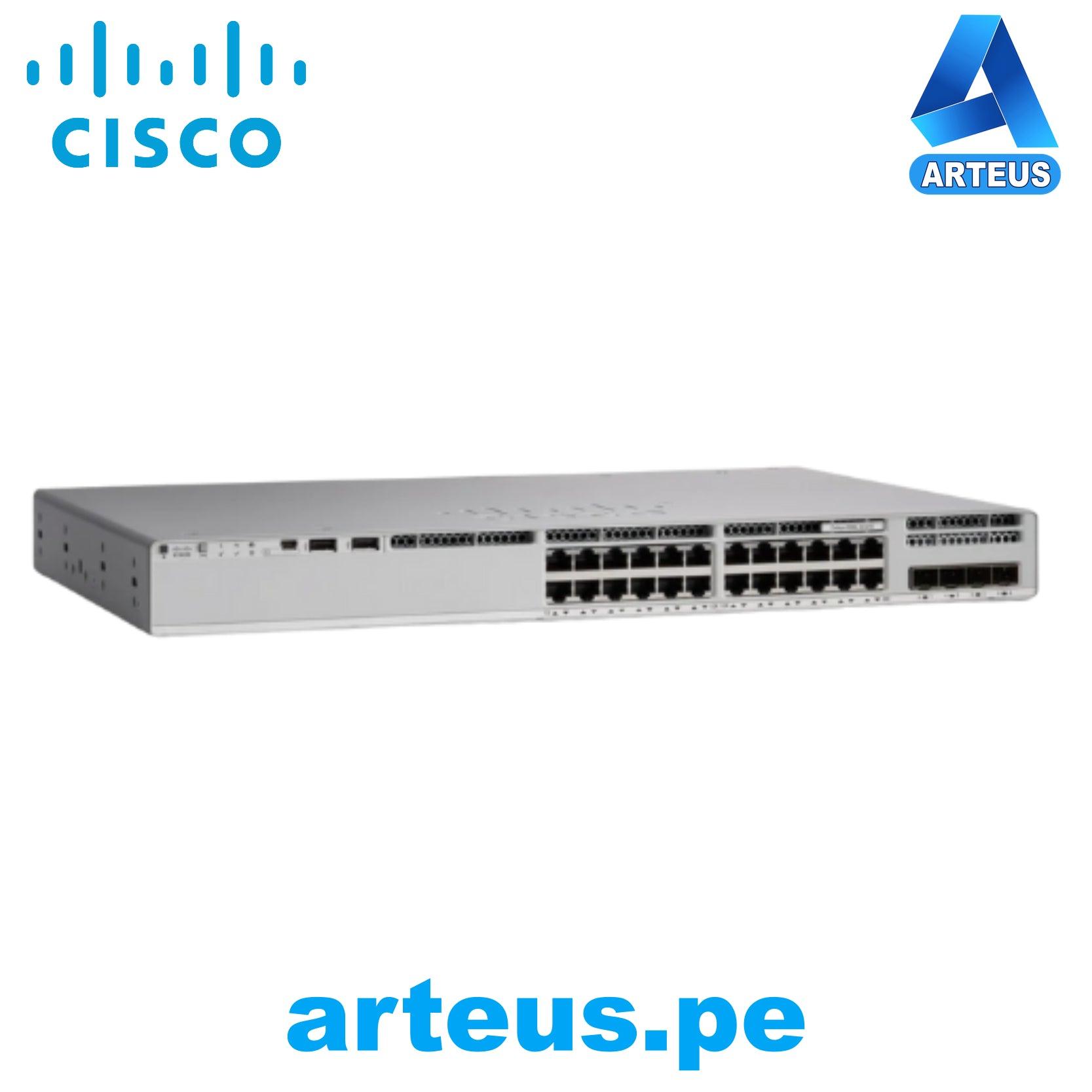 CISCO C9200L-24T-4G-E - Conmutador de nivel 3 - 24 Puertos Gestionable - 3 Capa compatible - Modular - 4 Ranuras SFP - Par trenzado, Fibra Óptica - ARTEUS