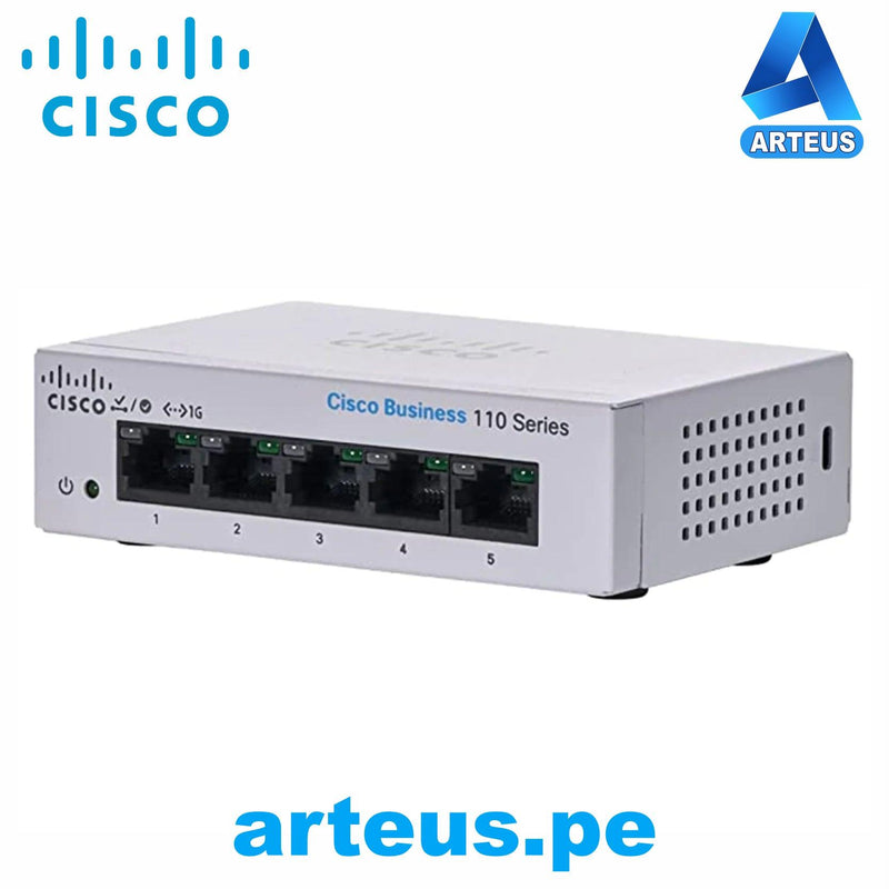 CISCO CBS110-5T-D-NA - SWITCH CISCO BUSINESS MODELO CB110 CON 5 PUERTOS 10/100/1000 & MONTAJE PARA ESCRITORIO. - ARTEUS