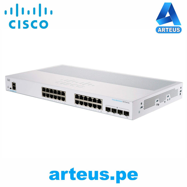 CISCO CBS350-24T-4G-NA - Conmutador Ethernet - 28 Puertos Gestionable - 2 Capa compatible - Modular - 4 Ranuras SFP - 25.63W Power Consumption - Fibra Óptica, Par trenzado - ARTEUS