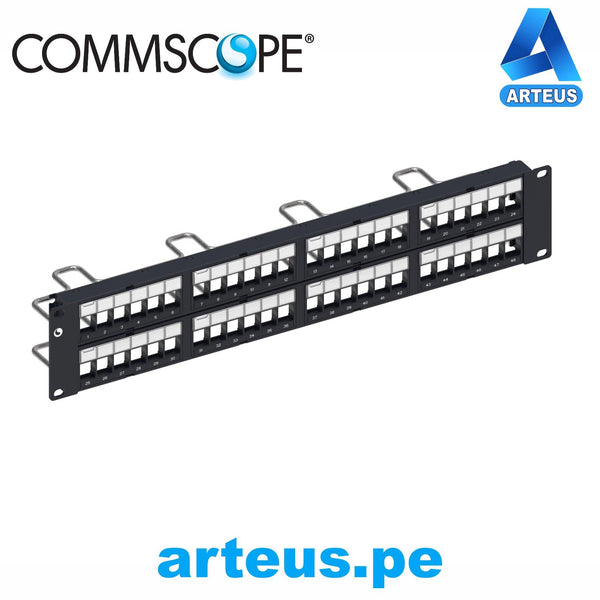 COMMSCOPE 760237047, Patch panel 48 puertos modular 2-ru cat5e/cat6/cat 6a sl negro (jacks no incluidos) - ARTEUS