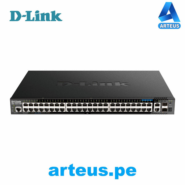 D-LINK DGS-1520-52MP -44 x Gigabit PoE Ports, 4 x 2.5GBase-T PoE Ports, 2 x 10GBASE-T Ports and 2 x 10G SFP - ARTEUS