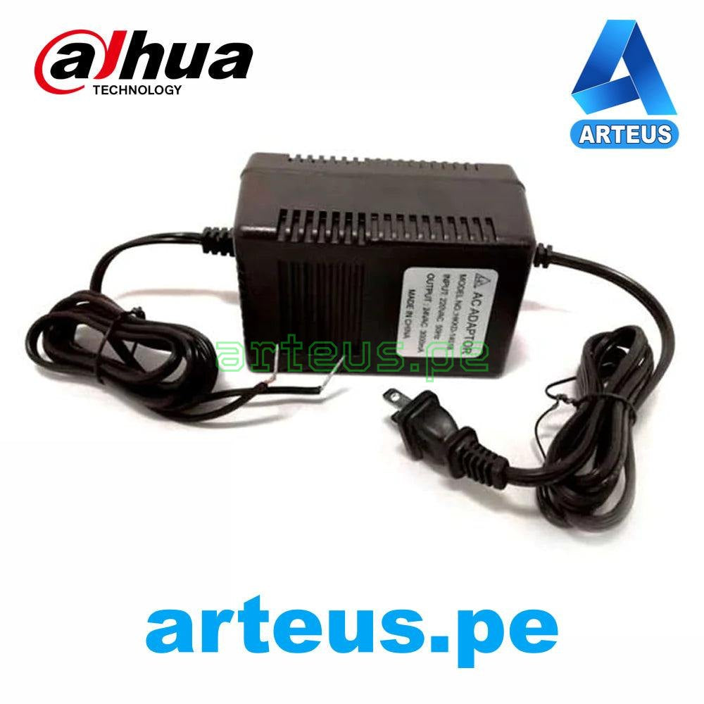 Fuente de alimentación 24VAC 3A para cámara domo PTZ, con cables y etiqueta visible