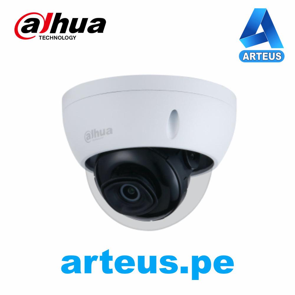 Cámara domo Dahua de videovigilancia IP 4MP, lente 2.8mm, visión nocturna, color blanco.