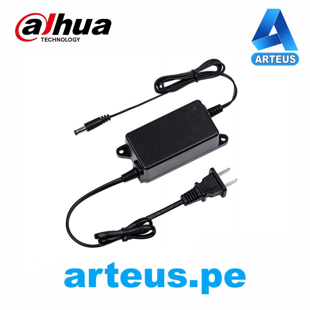 Fuente de alimentación 12V 2A para cámaras de vigilancia, cable y enchufe visibles.
