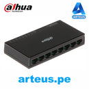 DAHUA DH-PFS3008-8GT-L - Switch de 8 puertos Gigabit. Conmutador 10/100/1000. Carcasa de plástico. No administrable - ARTEUS