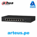DAHUA DH-PFS3008-8GT - Switch de 8 puertos Gigabit. Conmutador 10/100/1000. No administrable. Capa 2. Carcasa de metal - ARTEUS