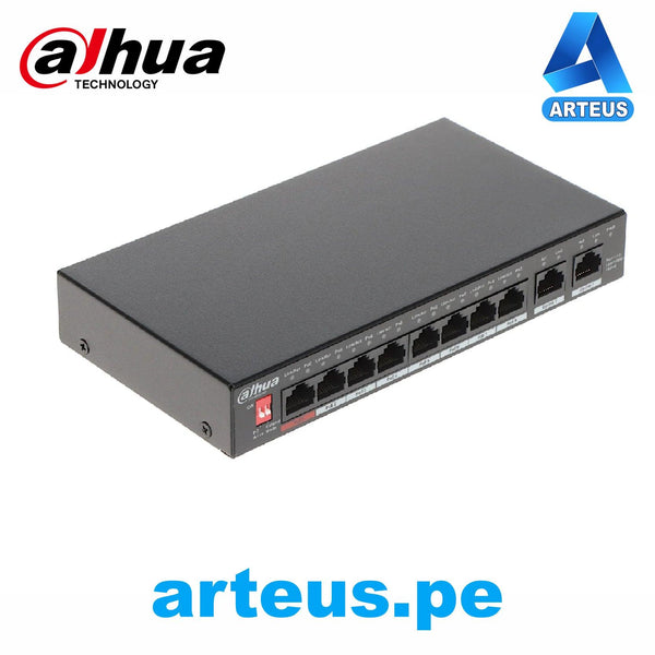 DAHUA DH-PFS3010-8GT-96 - Switch Conmutador de 8 puertos POE 96w. Giga 10/100/1000. Capa 2. No administrable. POE 2.0 - ARTEUS