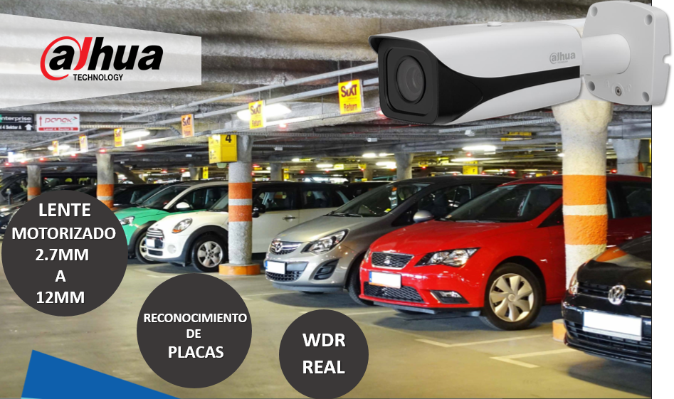 DAHUA DHI-ITC215-PW6MIRLZF ANPR Cámara de Seguridad IP POE 2MP Full HD 3.2-105mm WDR IP67 IR 12m Lectura de Placas