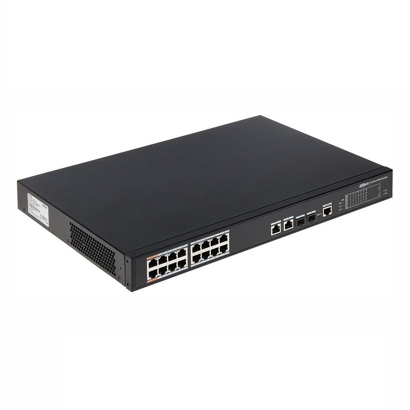 DAHUA DH-PFS4218-16ET-190 10/100, Switch 16 Puertos POE 10/100, 2Uplink Giga, 2SFP, 190w. Administra, Capa 2