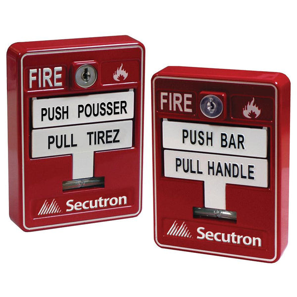 Estacion manual para panel de alarma contra incendio MIRCOM SECUTRON MRM-710U pulsador de emergencia convencional doble acción con llave - ARTEUS