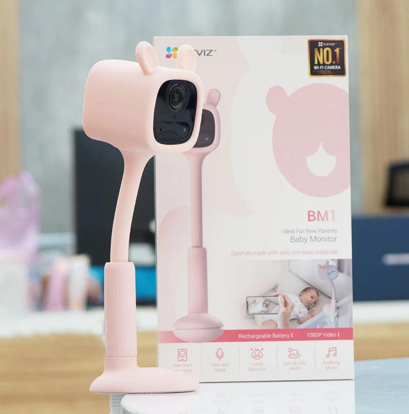 EZVIZ CS-BM1, BABYCAM Cámara de Vigilancia WIFI CUIDA BEBE IA con Batería. Full HD 2MP. Micrófono y Parlante. Reproduce música, Detecta Llanto. CS-BM1-R100-2D2WF-RA - ARTEUS