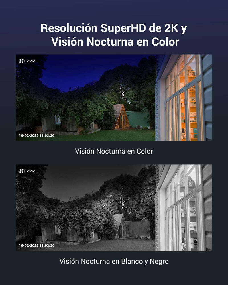 EZVIZ CS-CB8, Cámara de Vigilancia WIFI 2K 3MP IA Domo PT CON BATERIA. Micrófono y Parlante. Alerta con Sirena y Luz. CS-CB8-3MP - ARTEUS