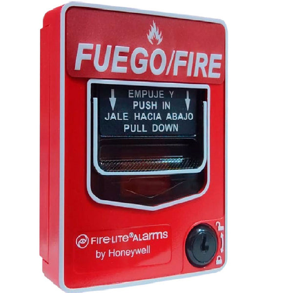 FIRE LITE FL-BG-12LXSP, Pulsador Estación manual direccionable certificado doble acción con llave