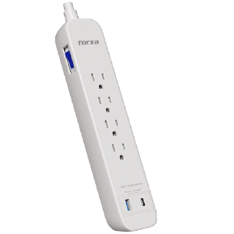 FORZA FSP-451USBCW, Regleta Supresor de pico 1625w 500J 4 tomas 1USB 1USB-C Level 2