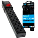 FORZA PS-001B, Universal 2200W 6-socket surge suppressor power strip 