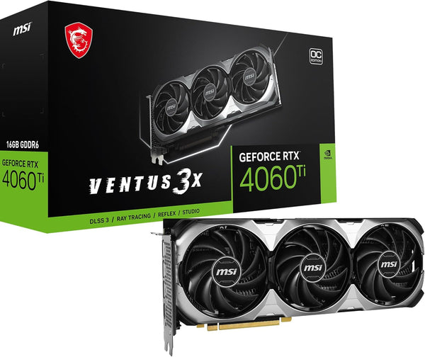 MSI RTX 4060 TI VENTUS 3X 16G OC Tarjeta de video MSI GeForce RTX 4060 Ti VENTUS 3X 16G OC, 16GB GDDR6