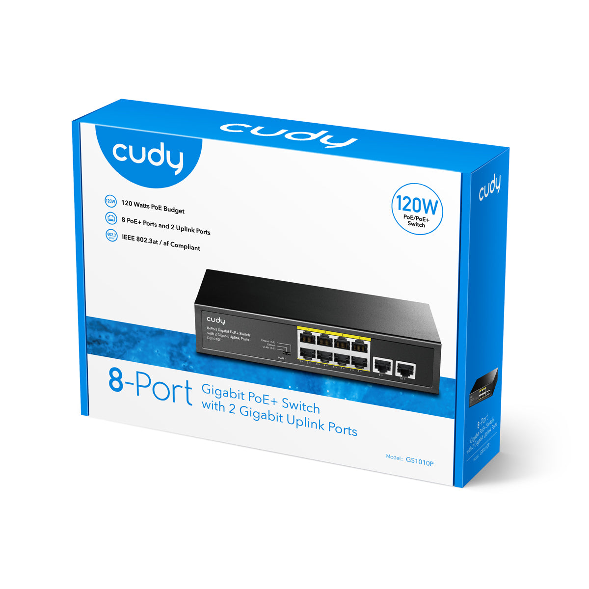CUDY GS1010P Switch 8 puertos Gigabit POE+ con  2 Puertos Uplink Gigabit
