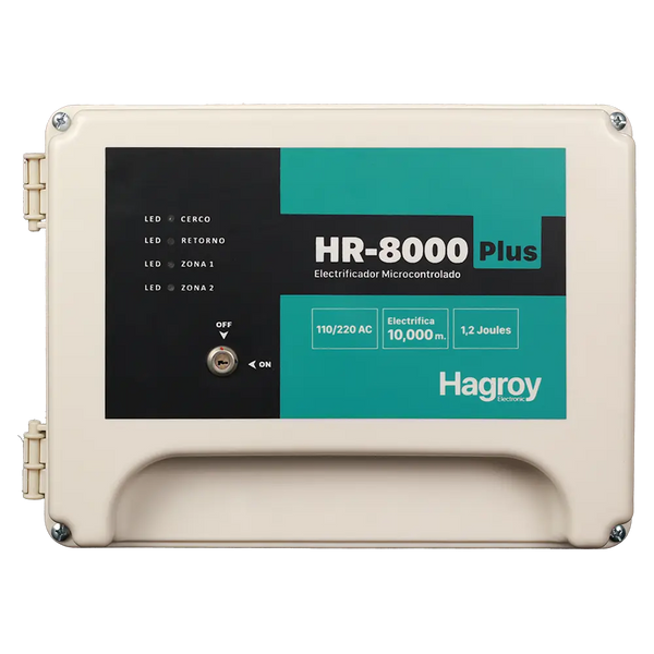 HAGROY KIT-HR8PL220VAC, Kit de cerco: HR8000 PLUS, Batería 4amp, Sirena 30w y letrero