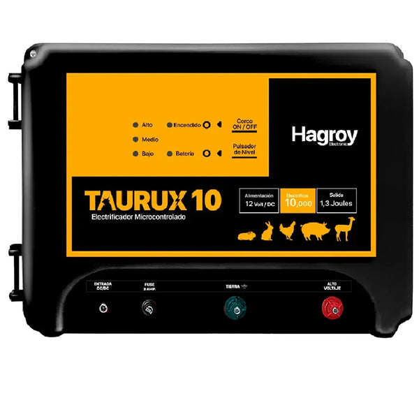 HAGROY KIT-TAURUX-10K, Kit Ganadero: Electrificador, Batería, fuente, panel solar, soporte de panel y control