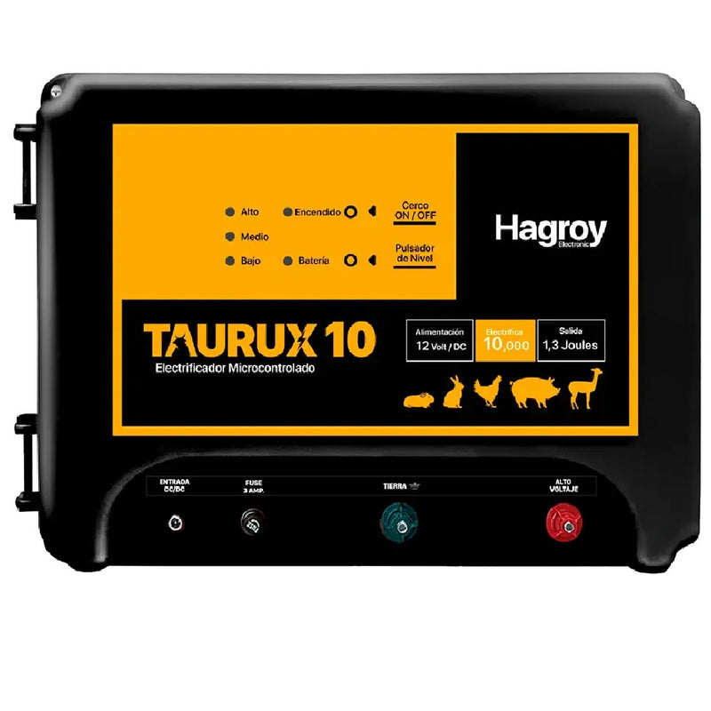 HAGROY KIT-TAURUX-10K, Kit Ganadero: Electrificador, Batería, fuente, panel solar, soporte de panel y control