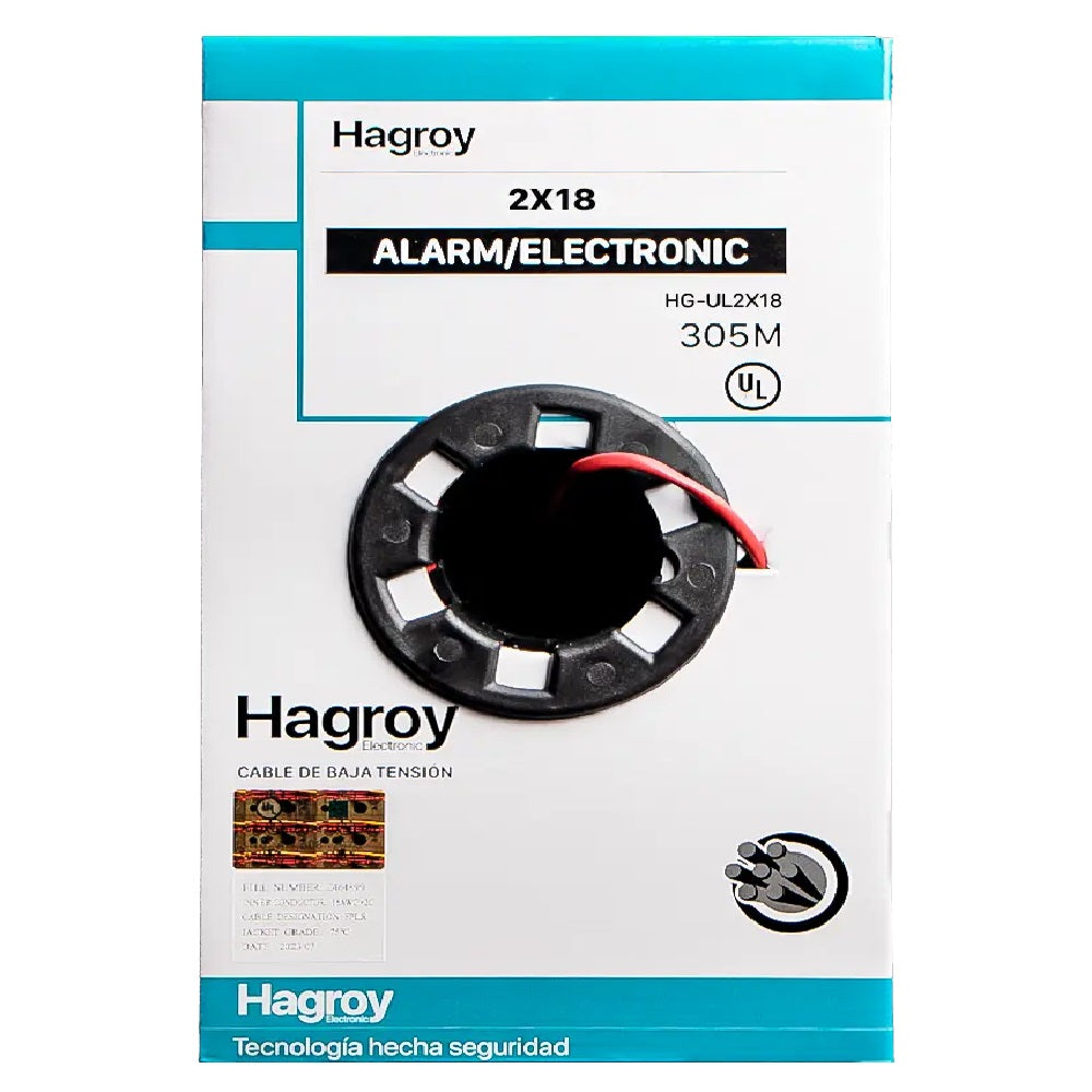 HAGROY HG-UL2X18 Cable Sólido para Incendio FPLR 2x18 305m