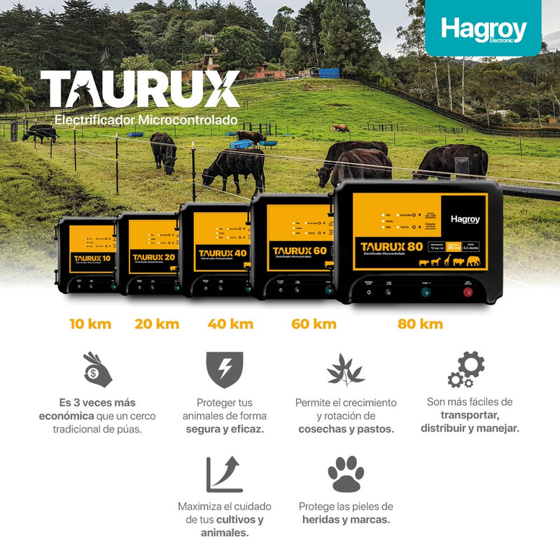 HAGROY TAURUX 60 Electrificador ganadero 60km, 3.6 Jouls