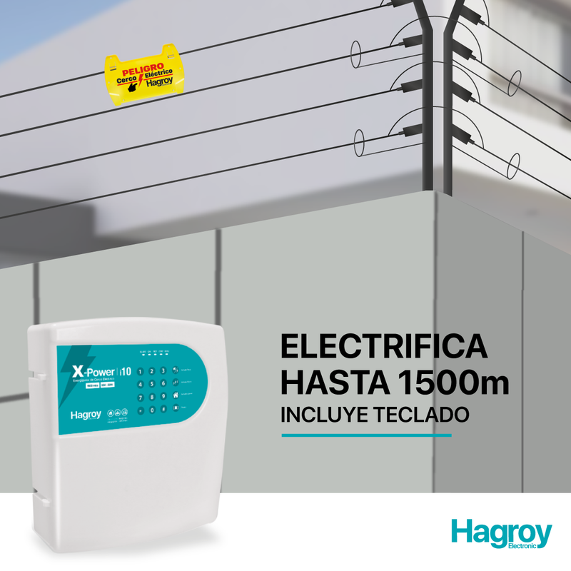 HAGROY XPOWER I10 Electrificador residencial de cerco eléctrico 1500m, 1.0 Jouls