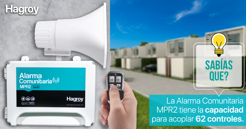 HAGROY KIT-MPR3-BAT7 Kit Alarma Vecinal: MPR3, Batería 7amp, Sirena 30w y Llavero 500m