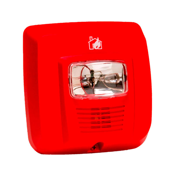 SYSTEM SENSOR SYS-HS, Sirena con Luz Estrobo para pared rojo 24/12v