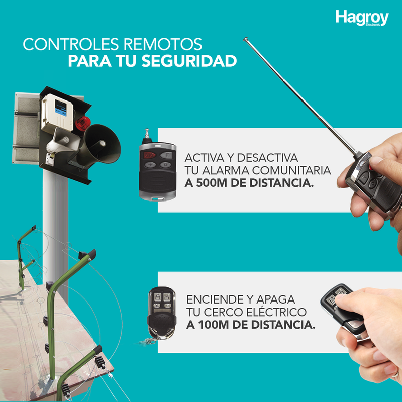 HAGROY HG-H4KB-500M Control remoto llavero con antena hasta 500mts compatible con equipos Hagroy