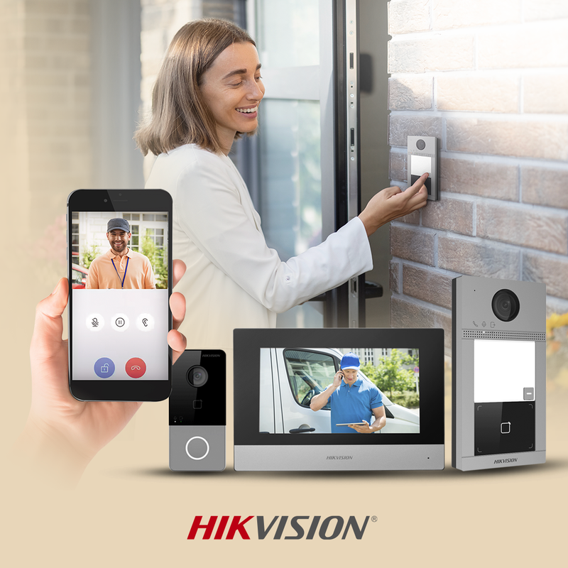 HIKVISION DS-KIS302-P, Kit Video Portero Híbrido Full HD 2MP conexión Analógica y por Red IP. Pantalla táctil LCD 7"