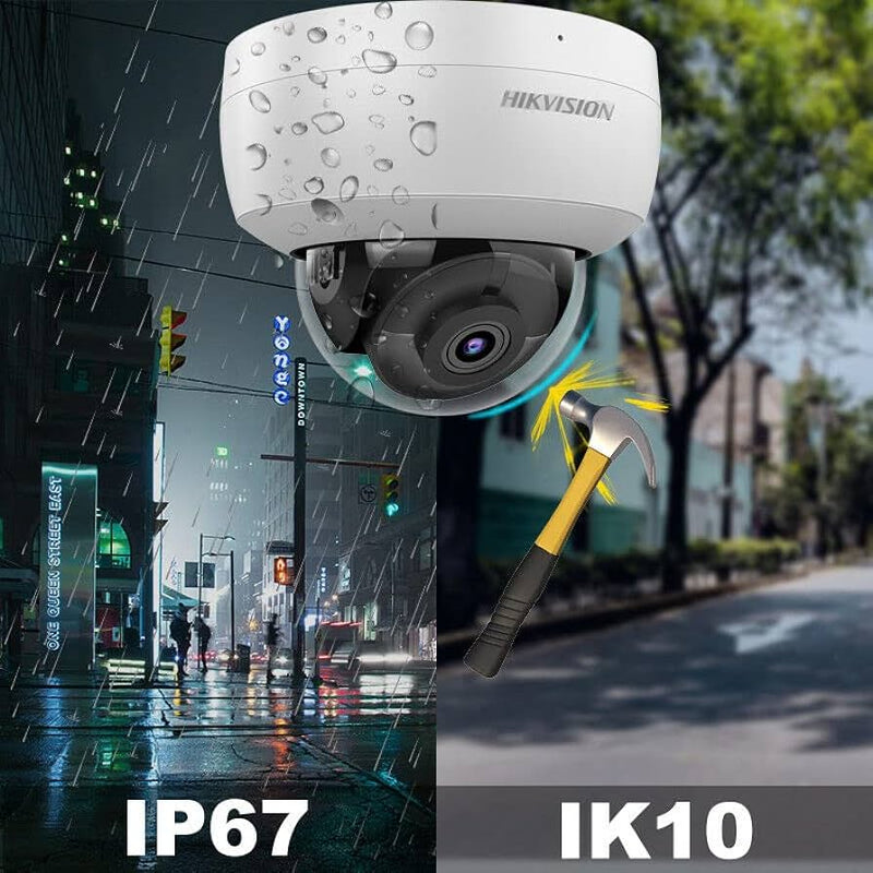 HIKVISION DS-2CD3123G2-ISU, Cámara IP POE Full HD 2MP Domo IK10 WDR Lente fija. Visión nocturna IR 30m.