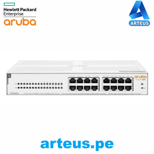 HPE R8R48A - SWITCH HP ARUBA 1430 16G 16 PUERTOS POE CLASS 4 124W (R8R48A) - ARTEUS