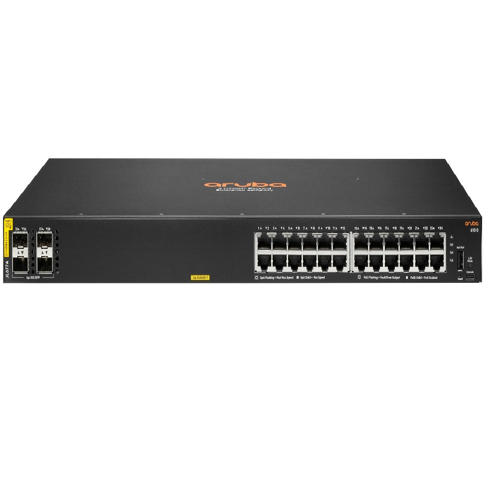 HPE ARUBA JL677A 6100 Switch POE 24 Puertos Gigabit Clase 4 4SFP+ 370w L3