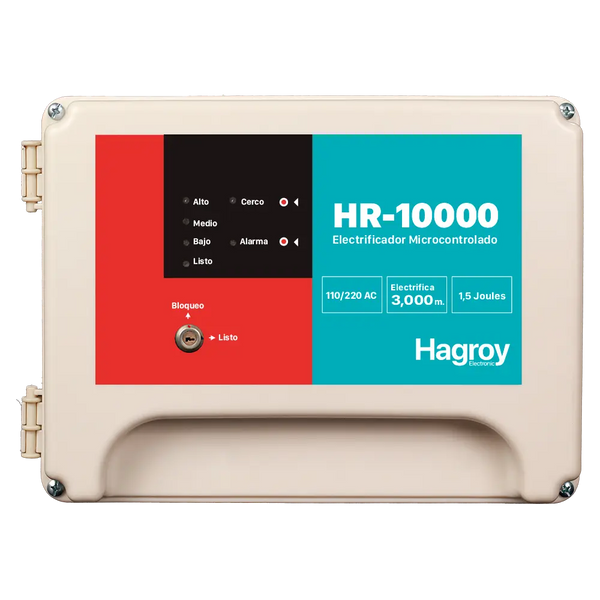 HAGROY KIT-HR10000, Kit Cerco Residencial: HR10000, batería 4amp, Sirena 30w y Letrero