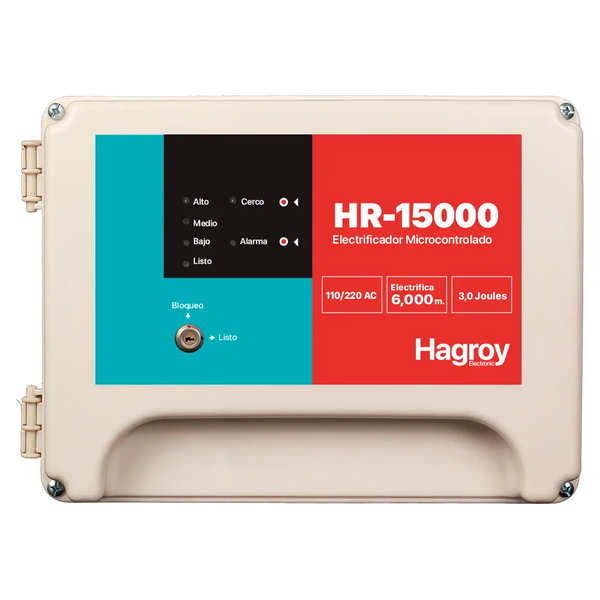 HAGROY HG-HR15SMD220VA, HR-15000 Energizador Residencial 6000m 1Jouls 2 Zonas Salida PGM