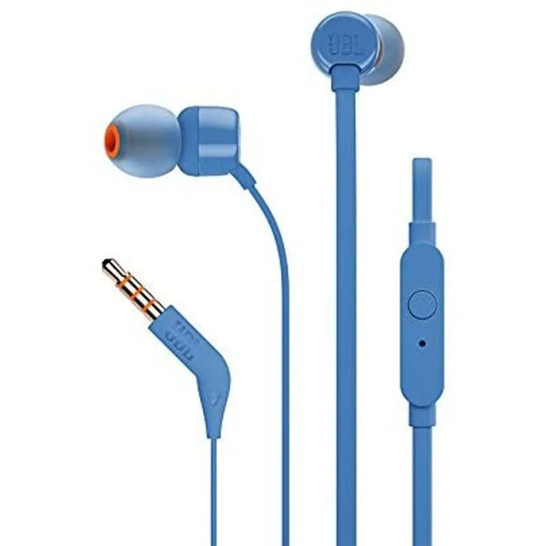 JBL TUNE110, Audífono de Botón con Mic Azul - JBLT110BLUAM