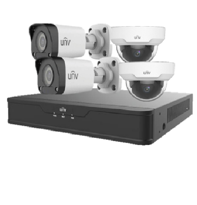 UNIVIEW KITUNV02 Kit cámara de seguridad IP 2MP: NVR 4ch+2 exterior+2 interior