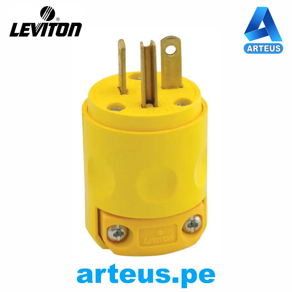 LEVITON 520PV-000 - ENCHUFE HOJA RECTA USO COMERCIAL CONEXIÓN A TIERRA - AMARILLO - ARTEUS