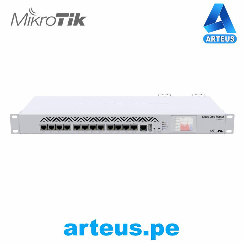 MIKROTIK CCR1016-12G -CLOUD CORE ROUTER, CPU 16 NÚCLEOS, THROUGHPUT 17.8MPPS/12GBPS, 12 P GIGABIT ETHERNET, 2 GB MEMORIA - ARTEUS