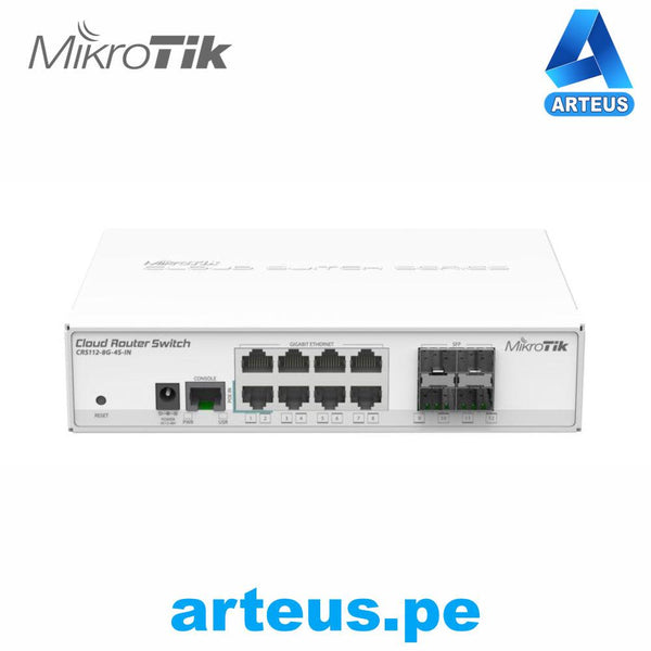 MIKROTIK CRS112-8G-4S-IN - CLOUD SWITCH ROUTER 8 PUERTOS GIGABIT ETHERNET Y 4 PUERTOS SFP, THROUGHPUT 975 KPPS - ARTEUS