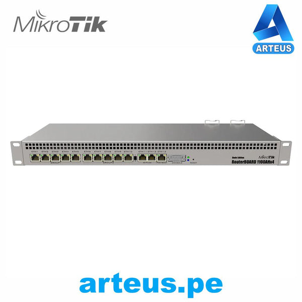 MIKROTIK RB1100AHx4 Dude Edition - RB1100AHX4 DUDE EDITION, CPU (4-CORES, 1.4GHZ PER CORE), 1GB RAM, 13XGBIT LAN, 60GB M.2 DRIVE, ROUTEROS L6 - ARTEUS