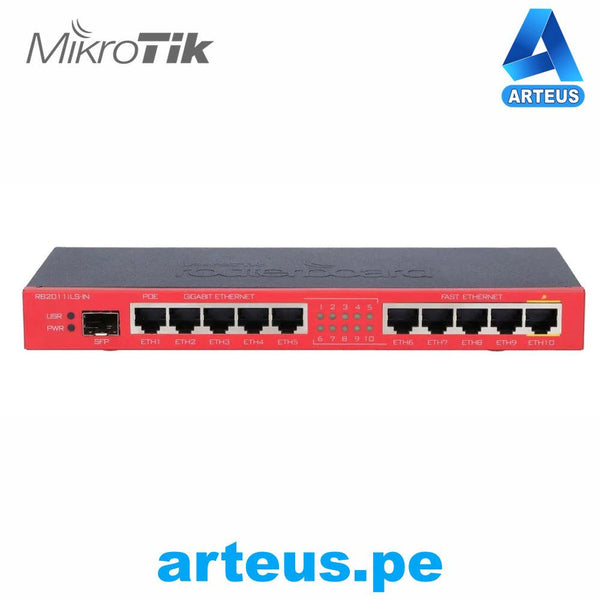 MIKROTIK RB2011iLS-IN - RouterBOARD 2011iLS 64MB RAM, 1x SFP port, 5xLAN, 5XGbit LAN, RouterOS L4, - ARTEUS